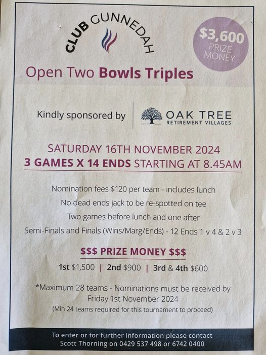 Open Two Bowl Triples