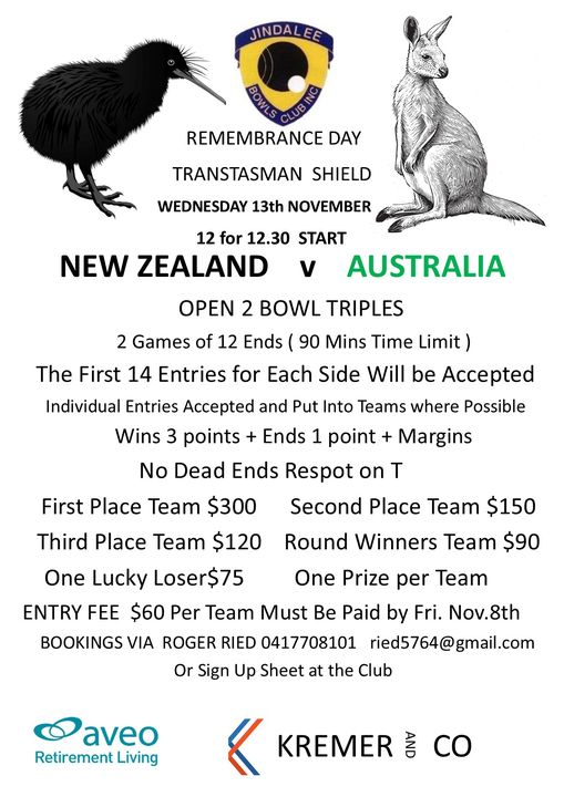 Remembrance Day Transtasman Shield flyer