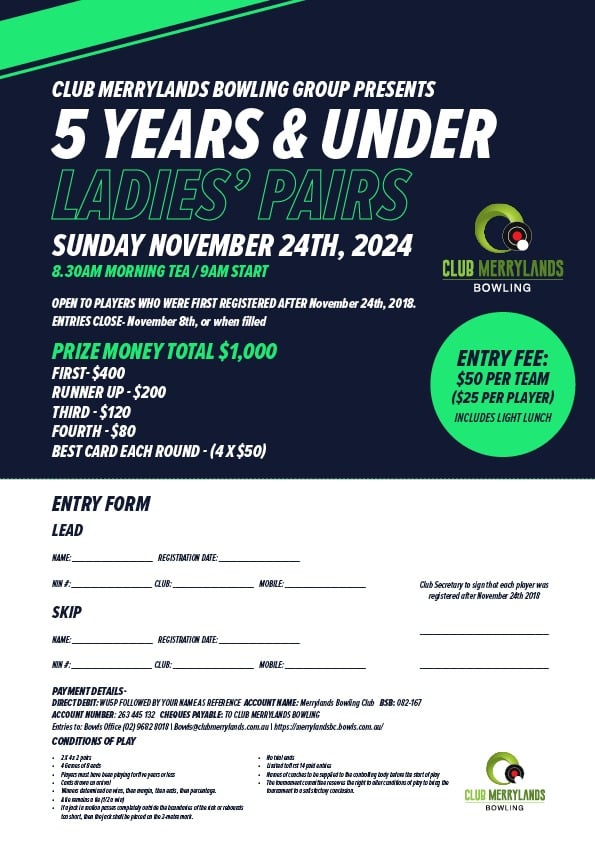 5 Years & Under Ladies Pairs