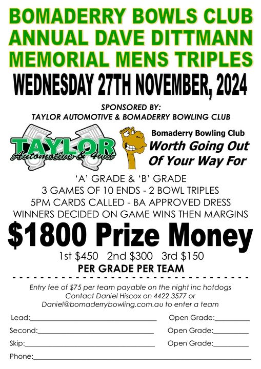 Dave Dittmann Memorial Mens Triples