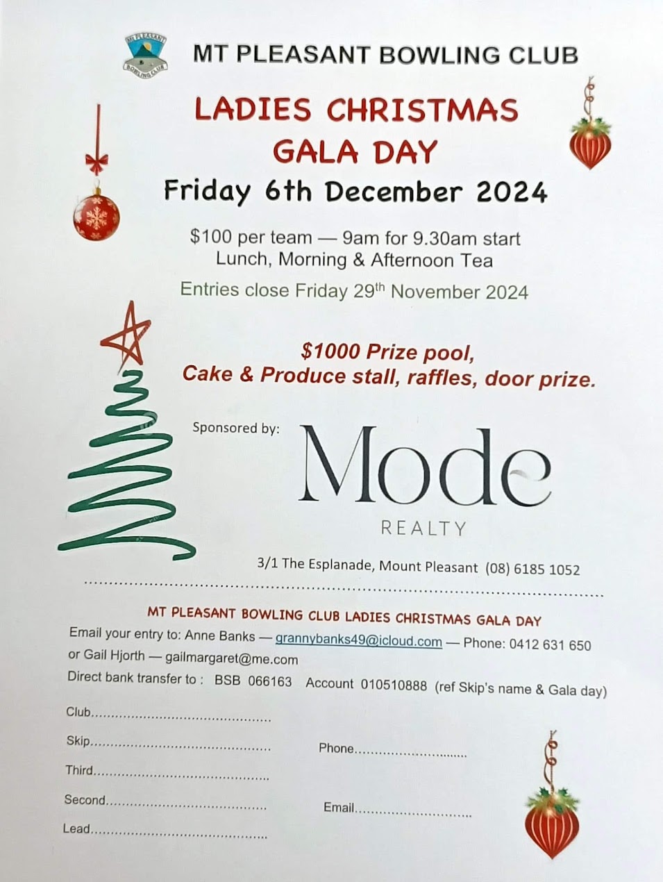 Ladies Christmas Gala Day flyer