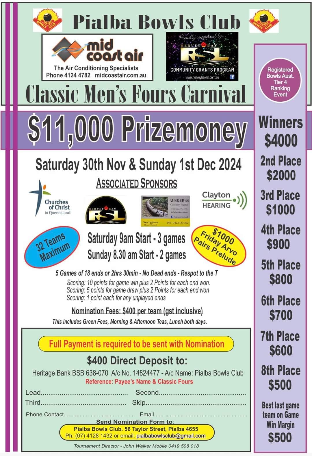 Classic Mens Fours Carnival flyer