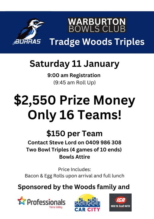 Warburton Tradge Woods Triples flyer