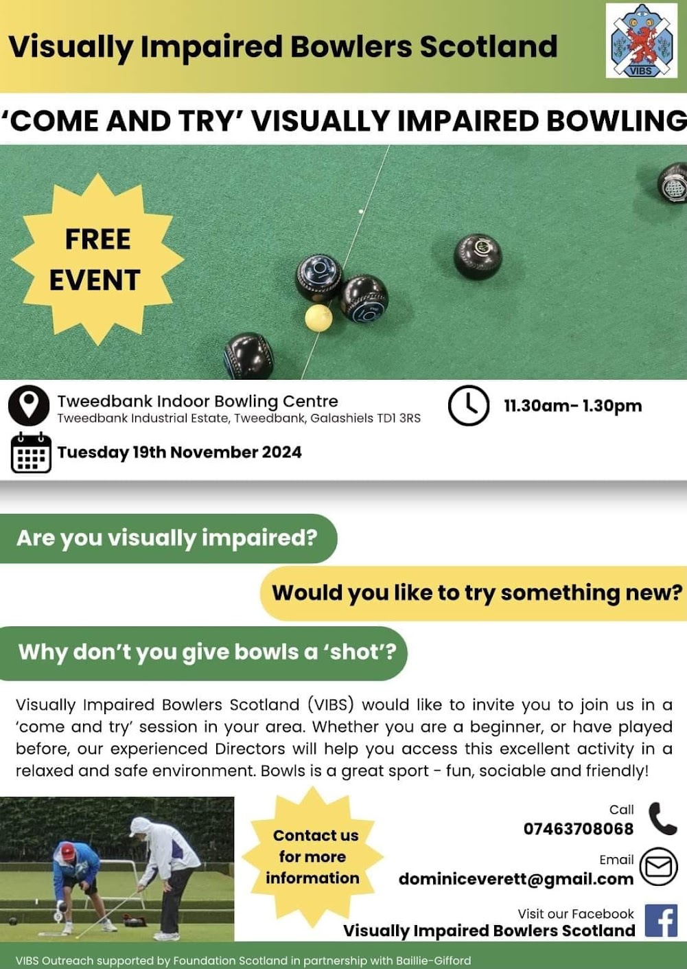Visually Impaired Special Event flyer