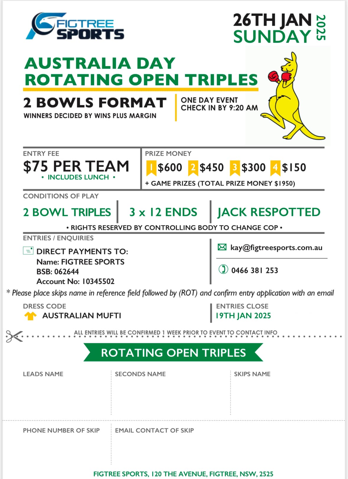 Australia Day Rotating Open Triples flyer