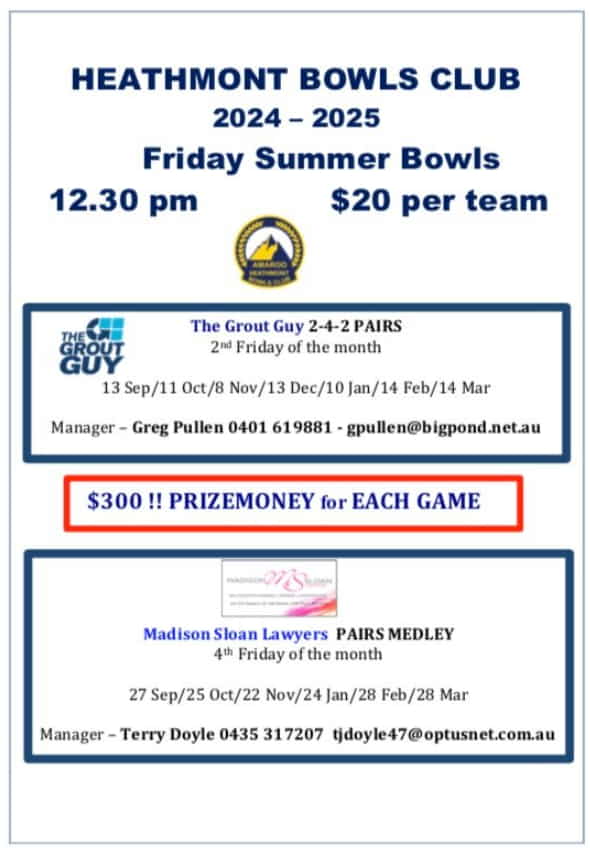 Friday Summer Pairs Medley flyer