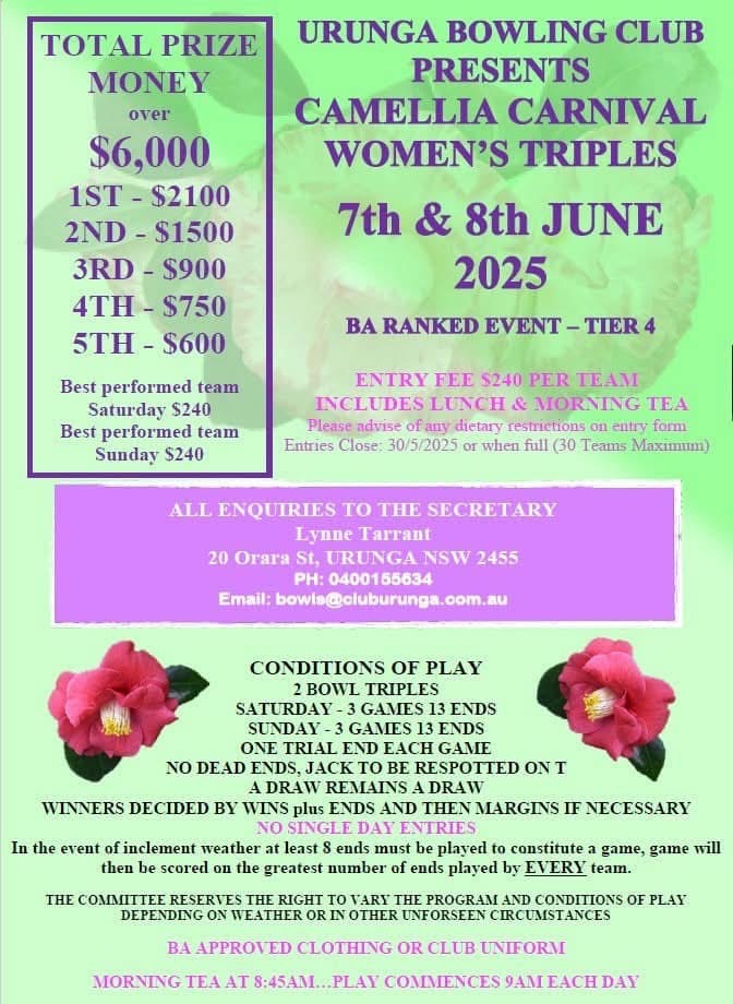 Womens Camellia Triples Tournament flyer