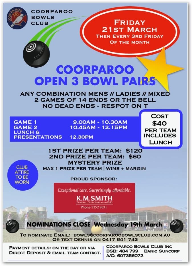 Coorparoo Open 3 Bowl Pairs flyer