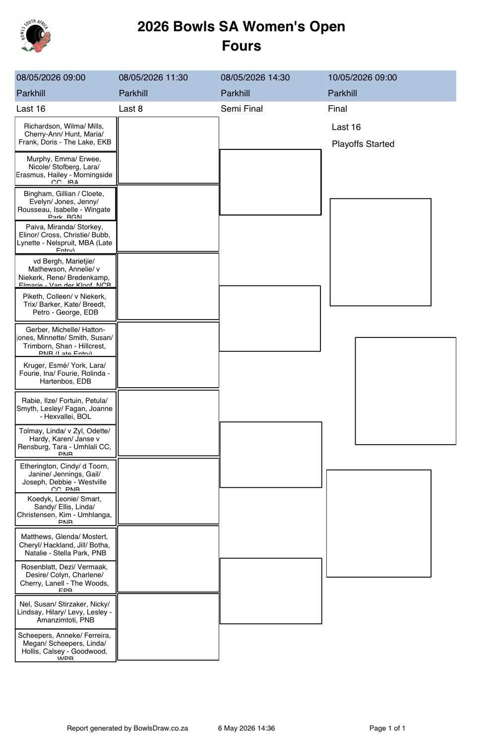 Women’s Fours – Last 16 

The Competition Is Heating Up At The 2026 Women’s Nati...