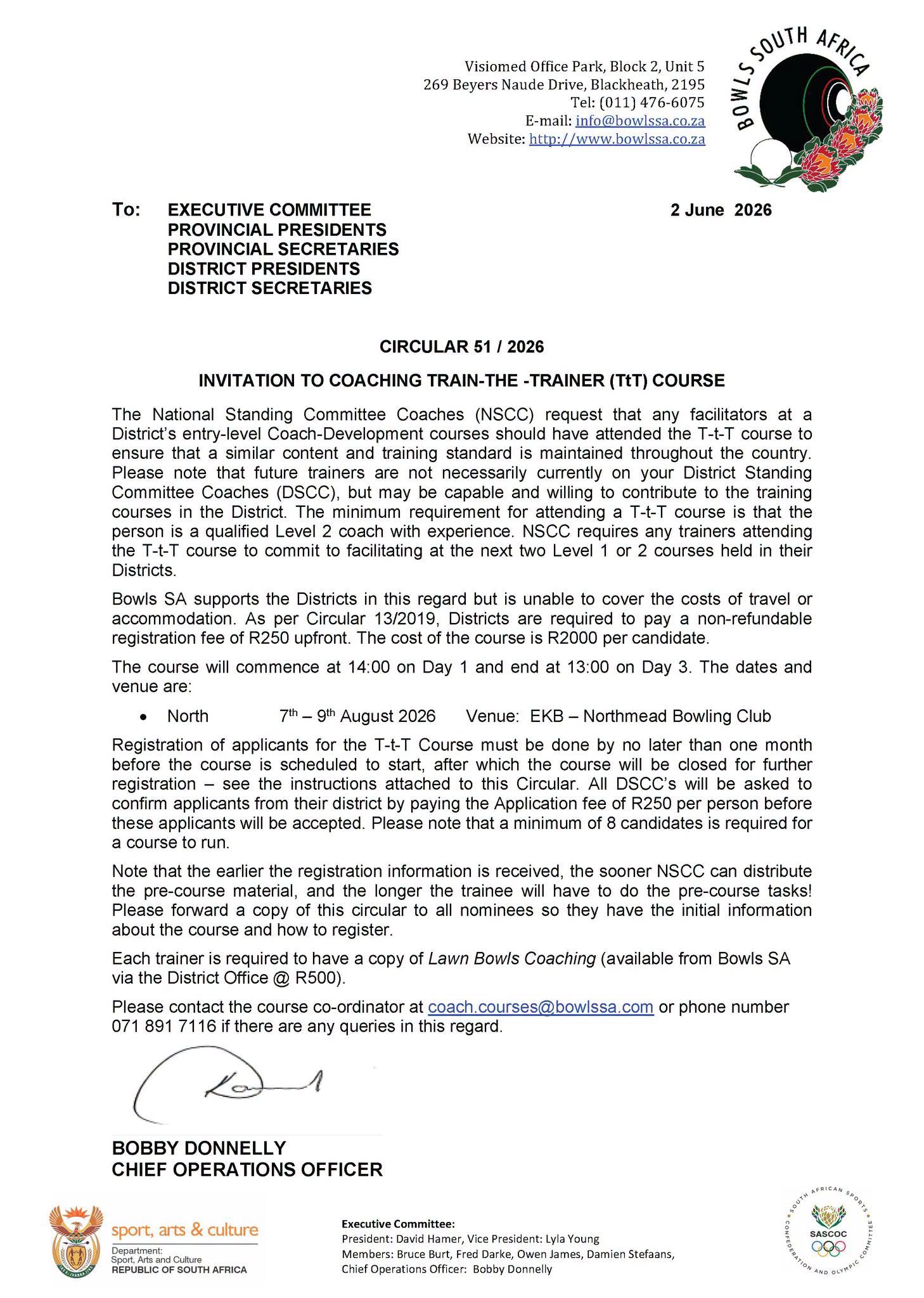 Circular 51 / 2026
Invitation To Coaching Train-The -Trainer (Ttt) Course
The Co... Circular 51 / 2026
Invitation To Coaching Train-The -Trainer (Ttt) Course
The Co...