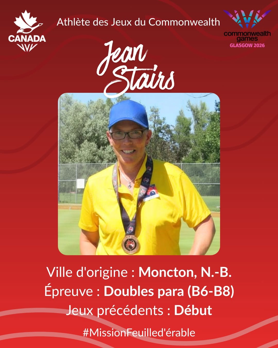 Meet Team Canada Commonwealth Games Athlete Jean Stairs!
From Moncton, New Brun... Meet Team Canada Commonwealth Games Athlete Jean Stairs!
From Moncton, New Brun...