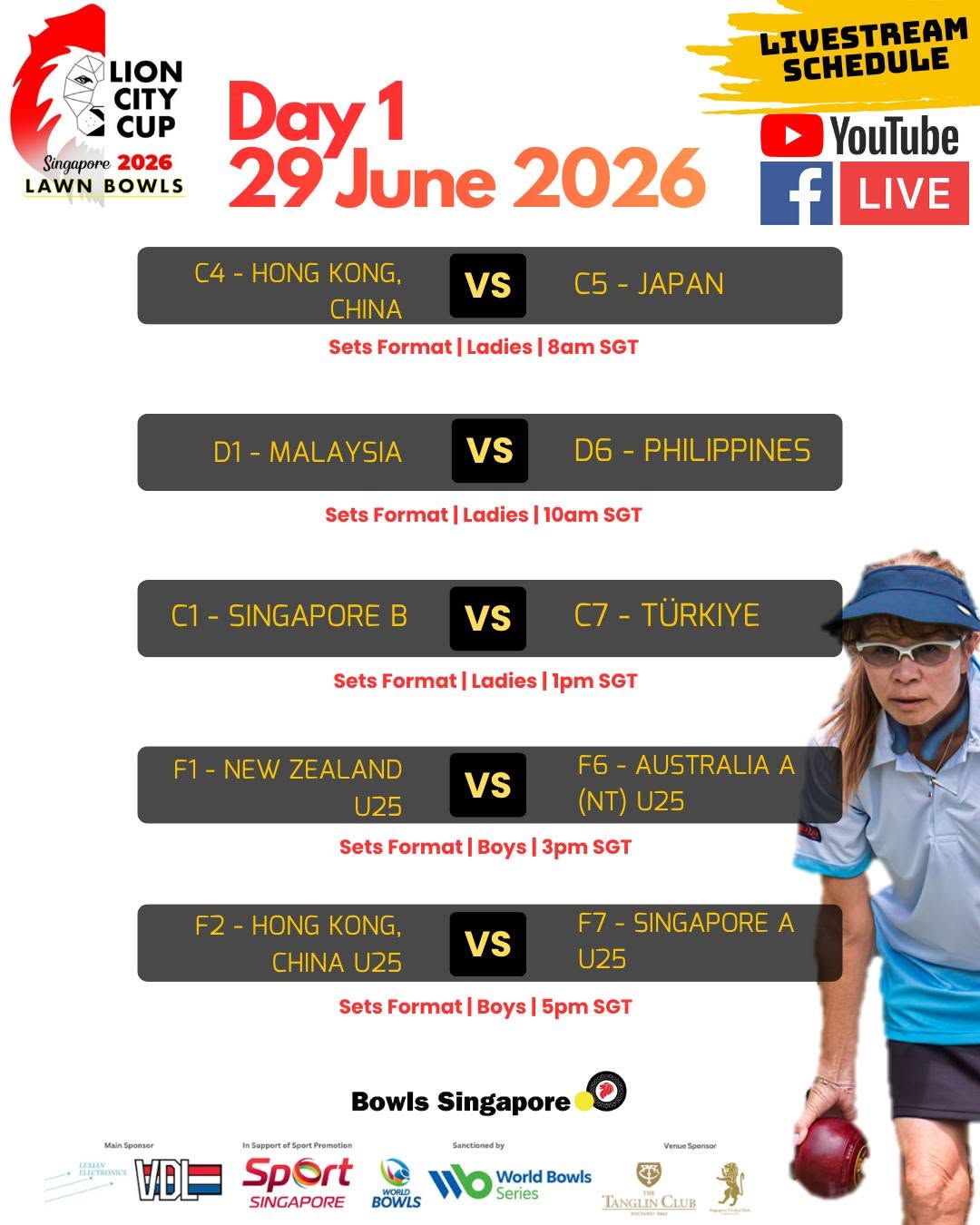 Catch The Lion City Cup 2026 Day 1 Action Through Bowls Singapore's Livestream C...
