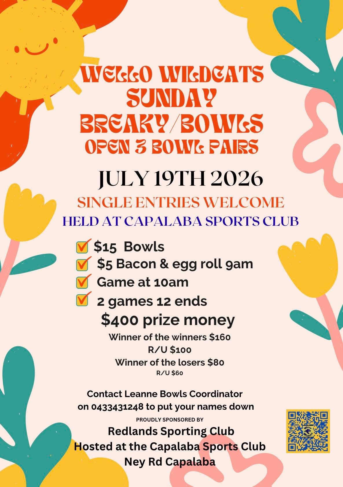 Wello Wildcats Sunday Breaky/Bowls flyer