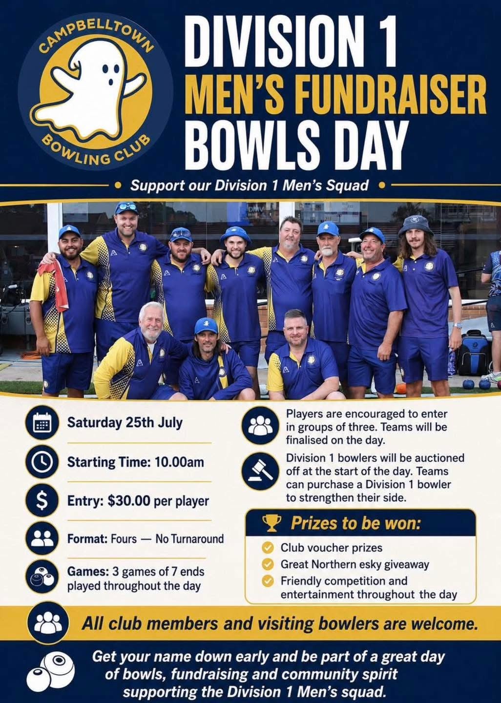 Division 1 Men’s Fundraiser Bowls Day