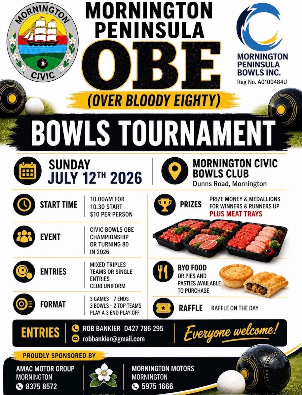 Mornington Peninsula OBE Bowls Tournament flyer