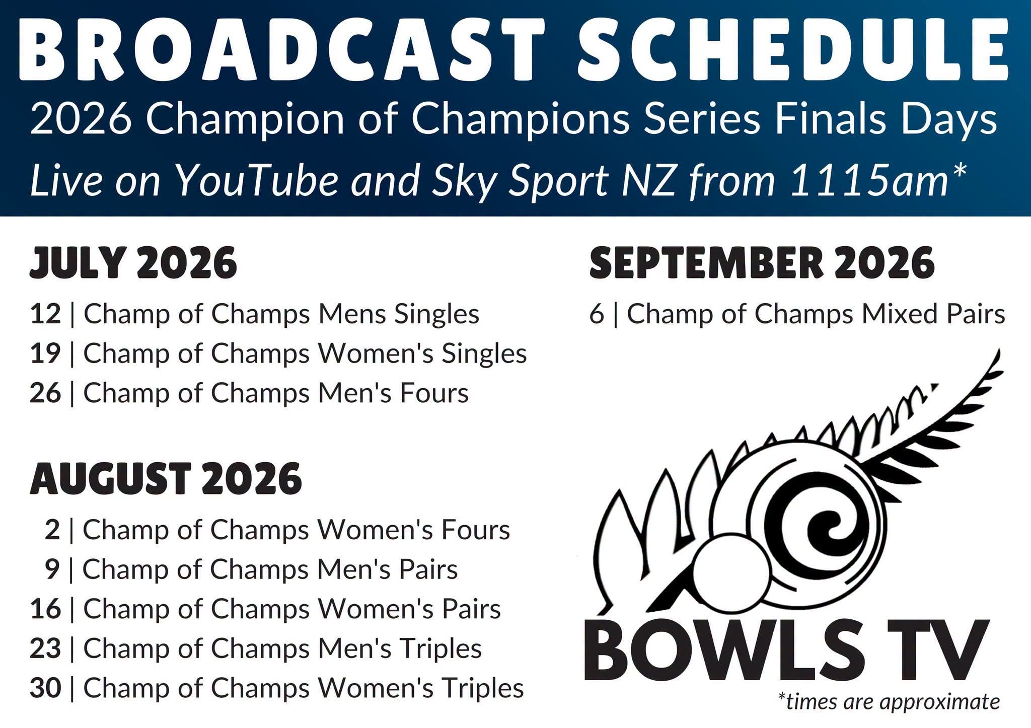 Bowls New Zealand To Broadcast Champion Of Champions Series Finals Days Live On ...