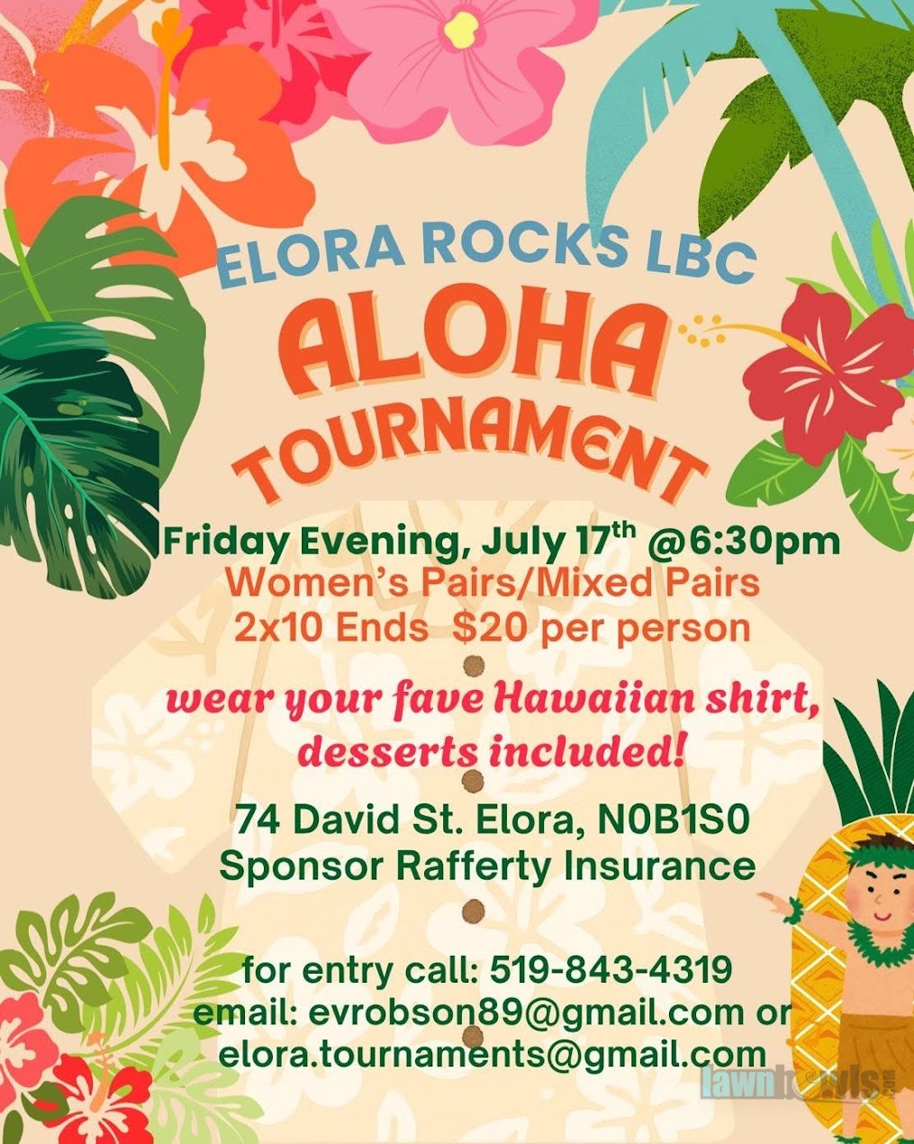 Elora Rocks LBC Aloha Tournament flyer