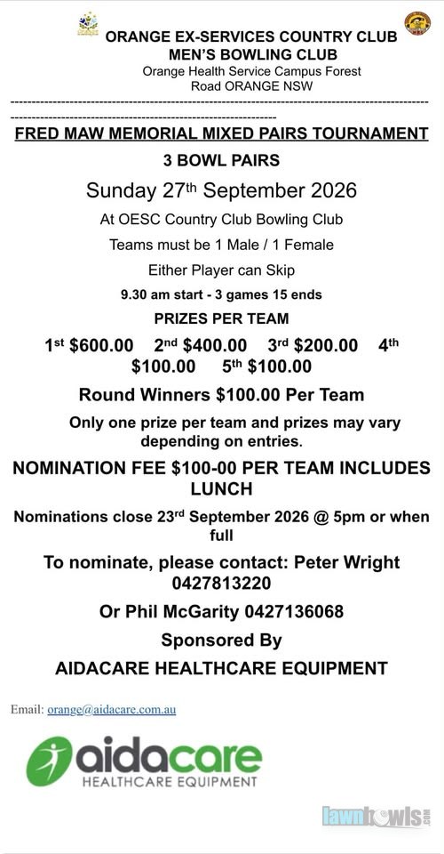 Fred Maw Memorial Mixed Pairs Tournament