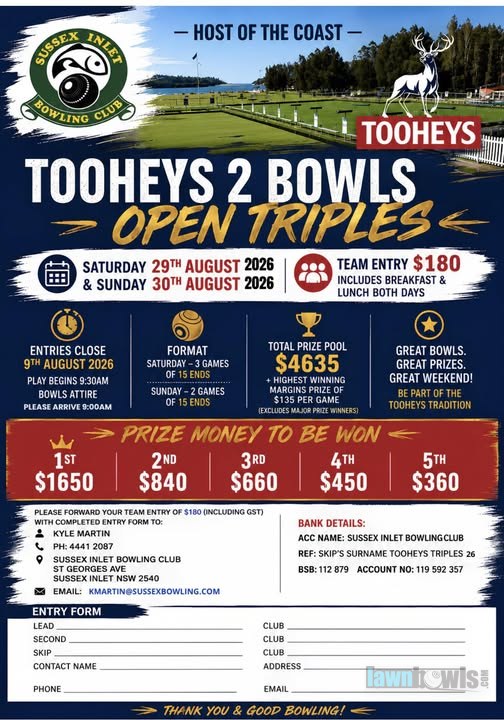 Tooheys 2 Bowls Open Triples