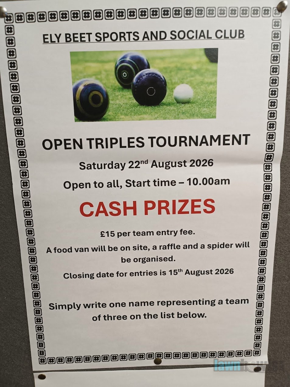 Open Triples Tournament flyer