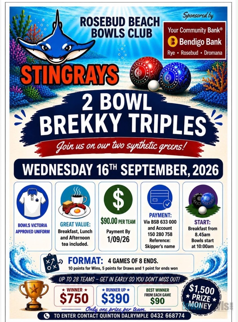 Stingrays 2 Bowl Brekky Triples flyer