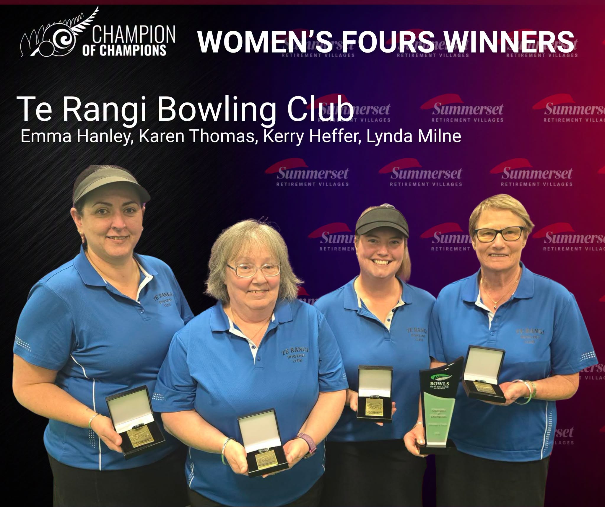 Congratulations To Lynda Milne, Kerry Heffer, Karen Thomas, Emma Hanley - Te Ran...