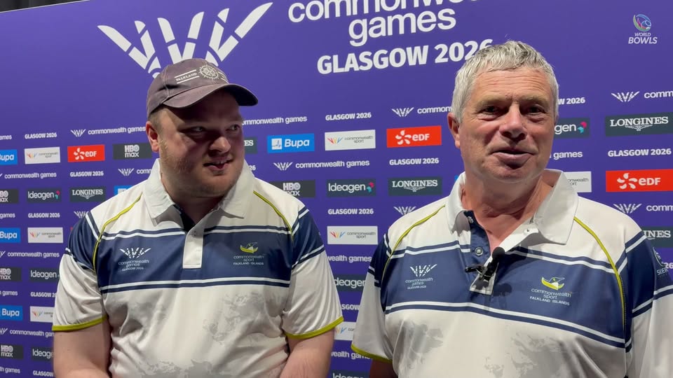 Hear from Falkland Islands men’s pairs Ian Barnes and Oliver Thompson following …