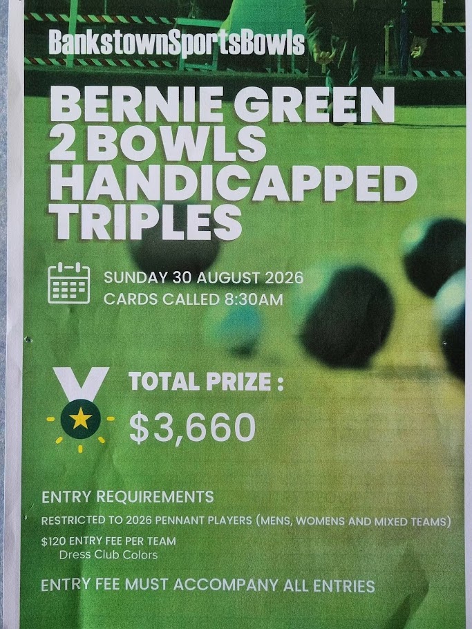 Bernie Green 2 Bowls Handicapped Triples flyer
