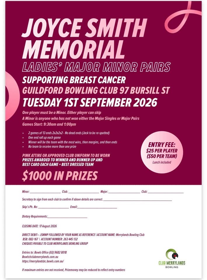 Joyce Smith Memorial Ladies’ Major Minor Pairs