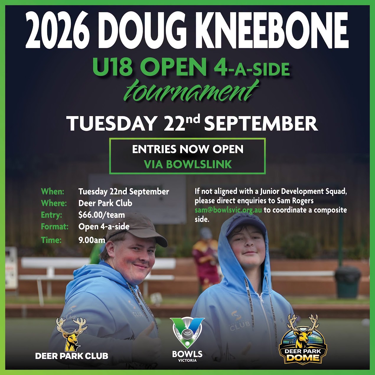 2026 Doug Kneebone U18 Open 4-a-side Tournament flyer