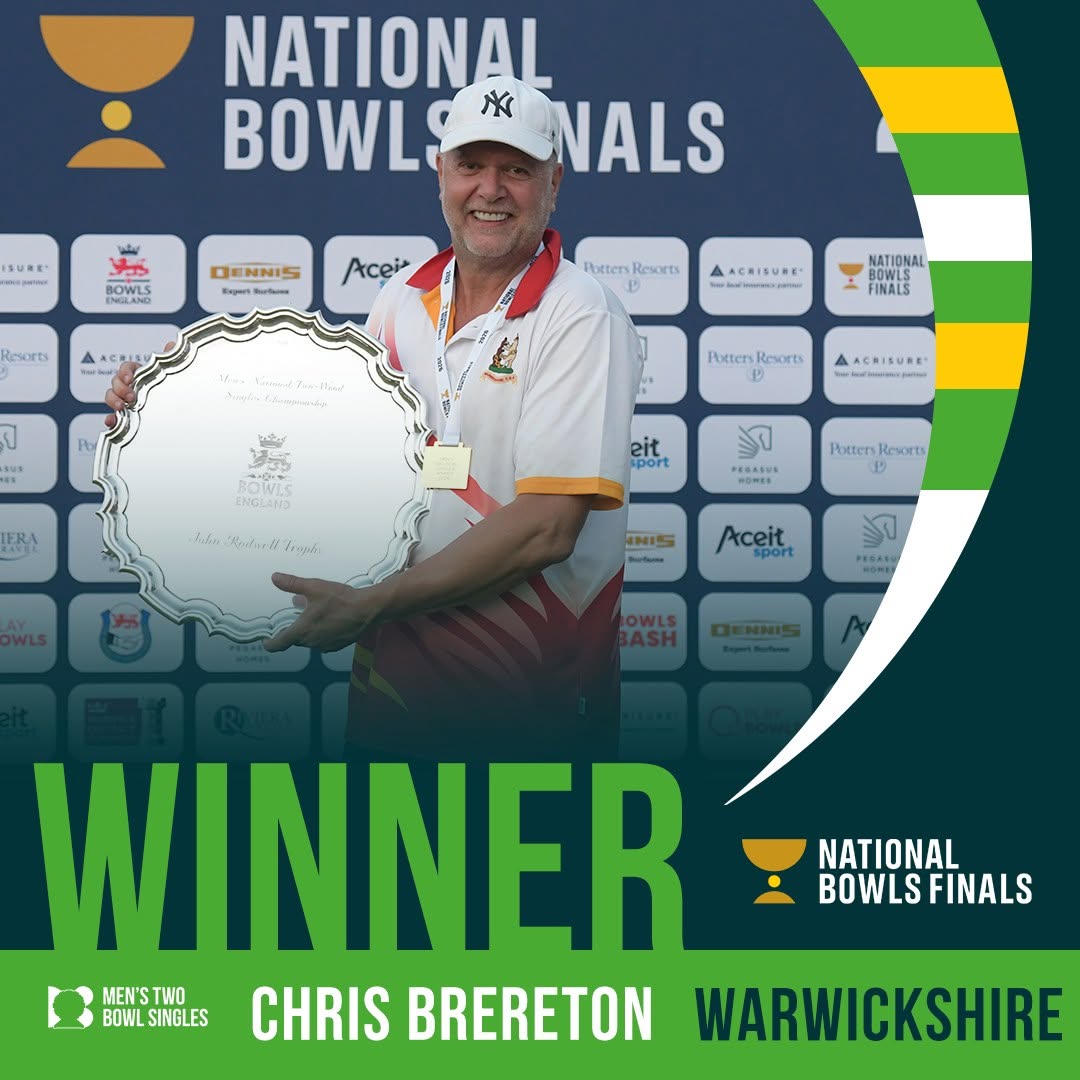 Men's Two Bowl Singles Champion Congratulations, Chris Brereton, Warwickshire...