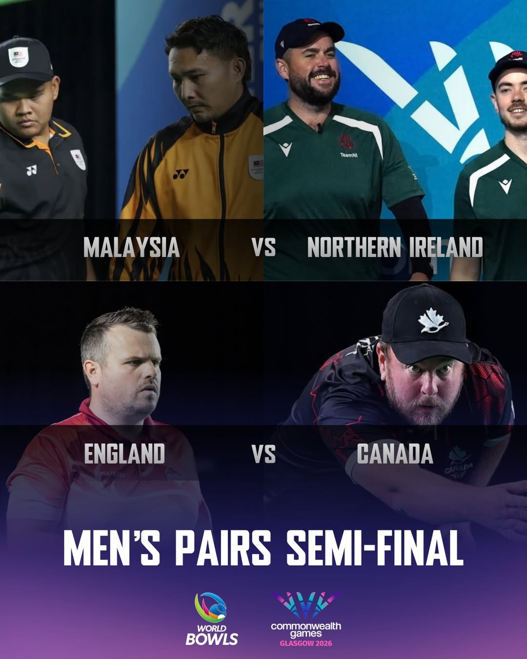 The Glasgow 2026 Commonwealth Games Men's Pairs Semi-Final Line-Up Is Confirmed....