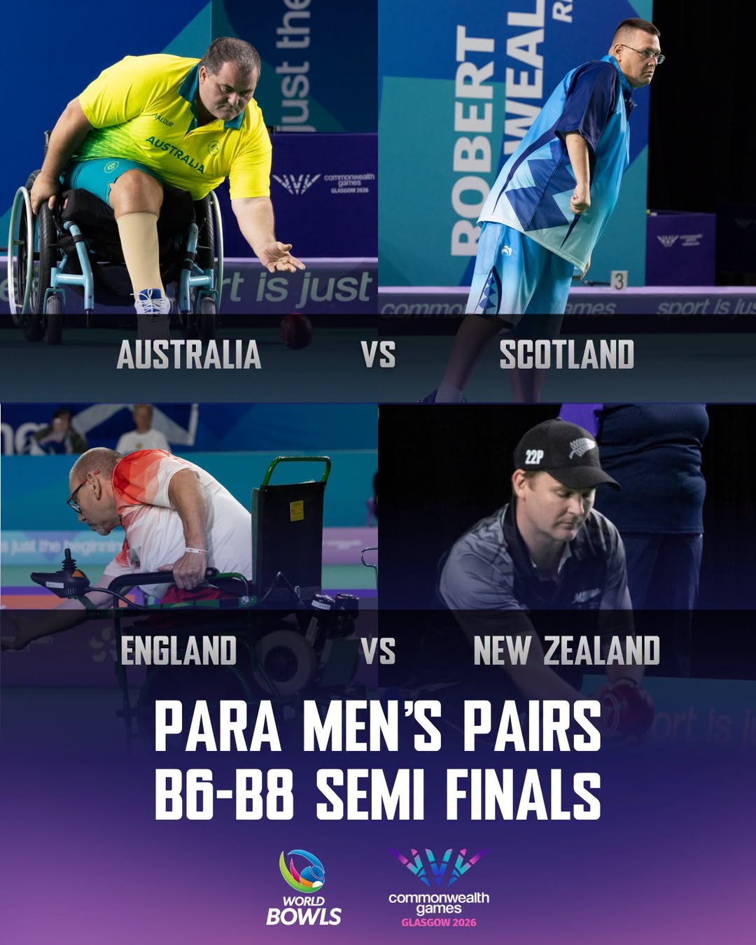 The Glasgow 2026 Commonwealth Games Para Men's Pairs B6-B8 Semi-Final Line-Up Is...