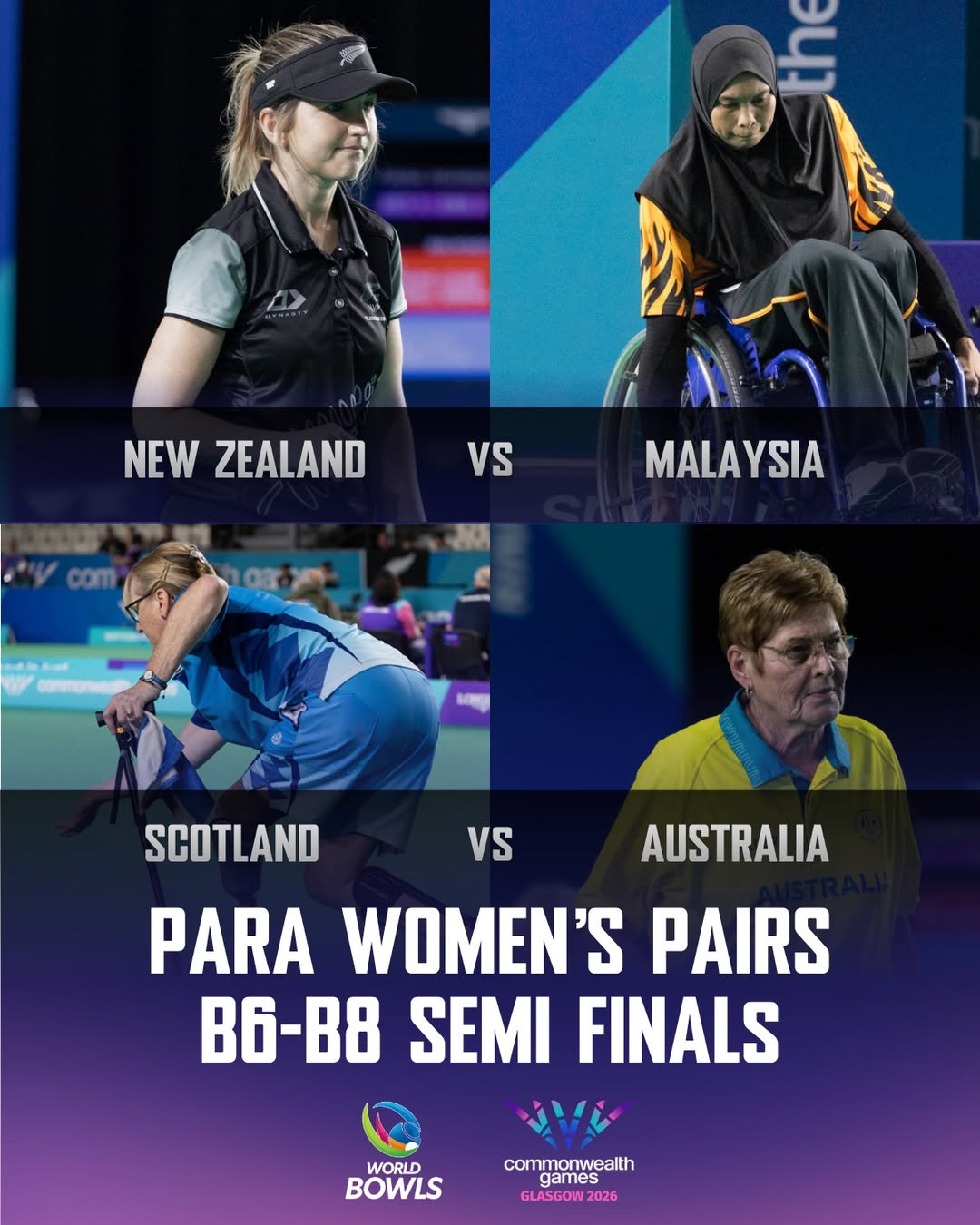 The Glasgow 2026 Commonwealth Games Para Women's Pairs B6-B8 Semi-Final Line-Up ...