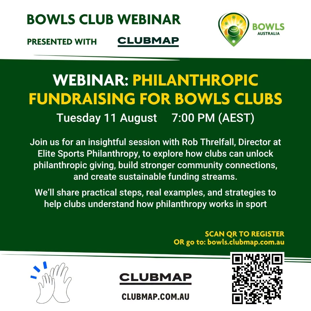 The Next Bowls Australia X Clubmap Webinar On The Topic Of Philanthropic Fundra...