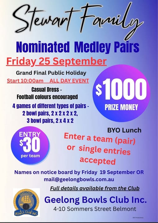 Stewart Family Nominated Medley Pairs