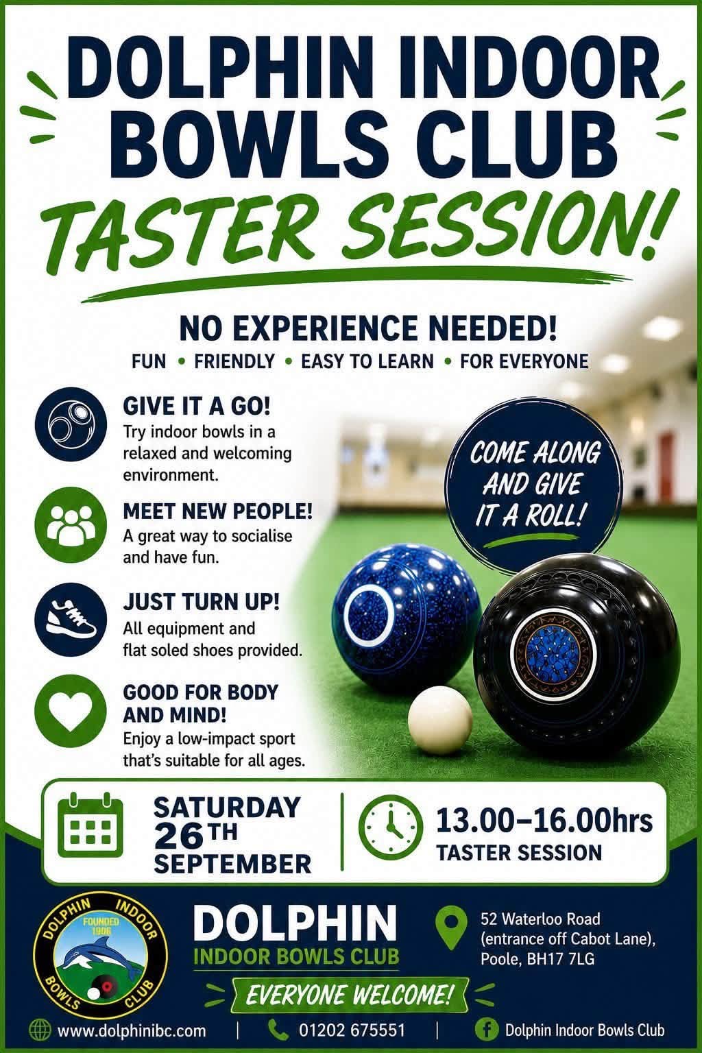 Dolphin Indoor Bowls Club Taster Session flyer