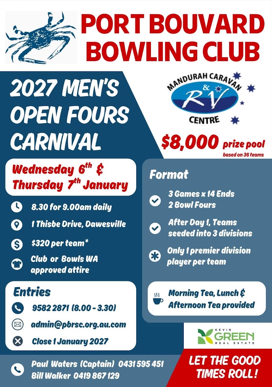 2027 Men’s Open Fours Carnival flyer