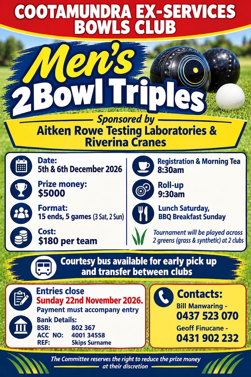 Men’s 2 Bowl Triples