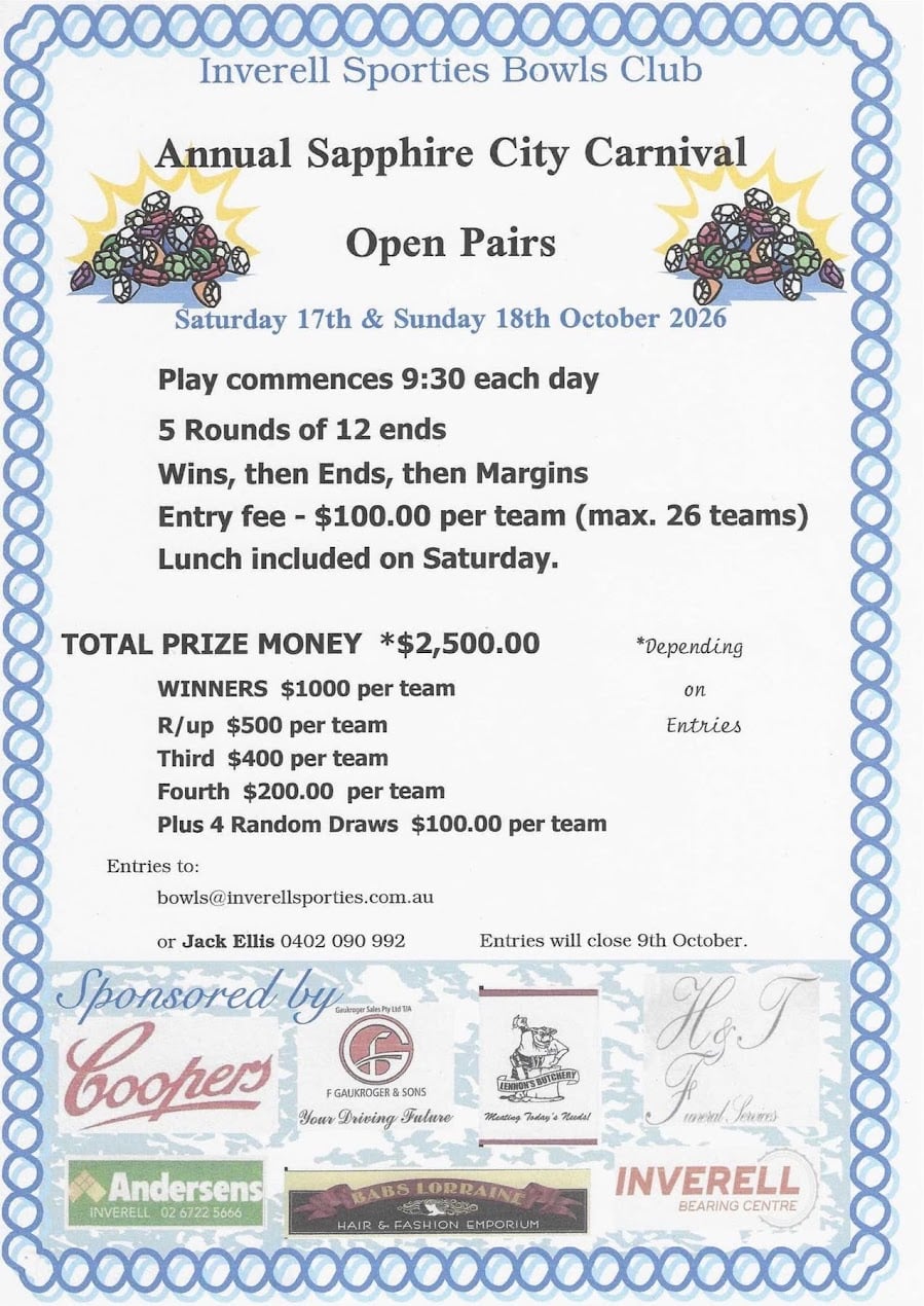Annual Sapphire City Carnival Open Pairs