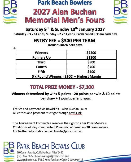 2027 Alan Buchan Memorial Men’s Fours flyer