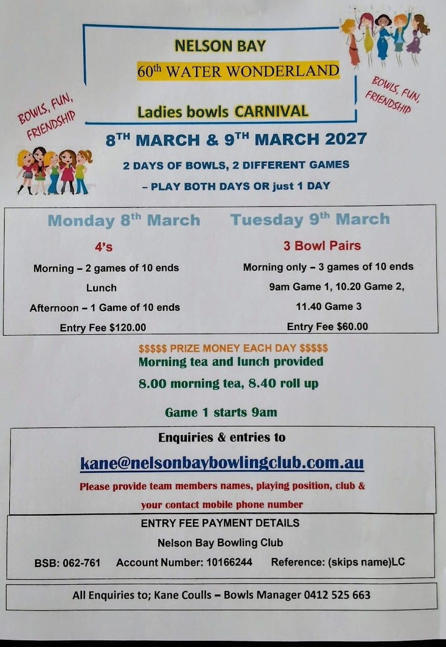 Nelson Bay 60th Water Wonderland Ladies Bowls Carnival