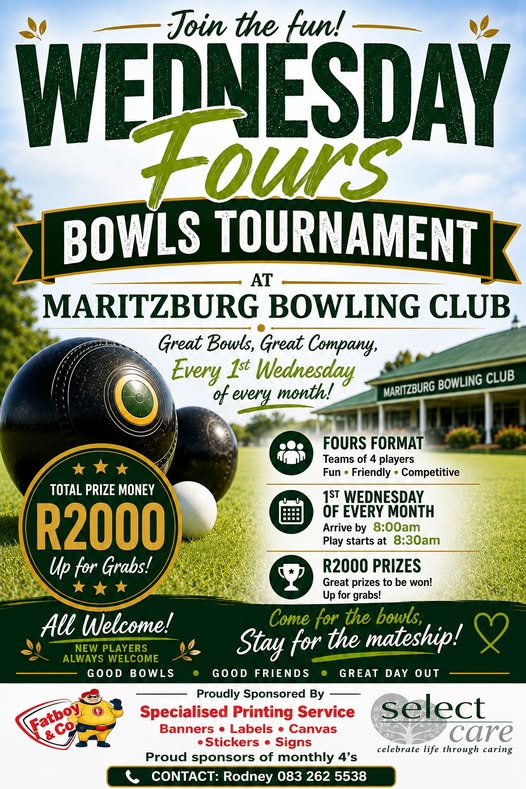 Wednesday Fours Bowls Tournament flyer