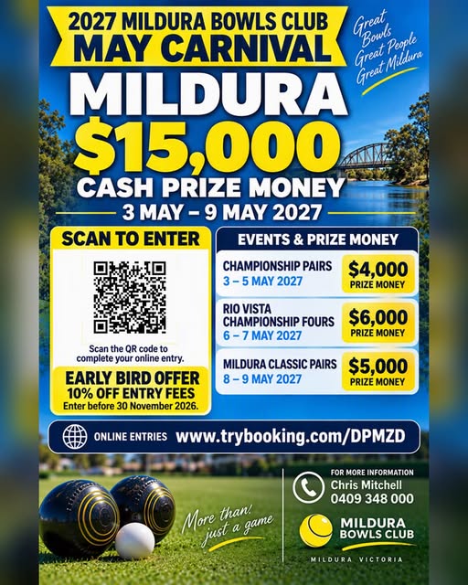 2027 Mildura Bowls Club May Carnival