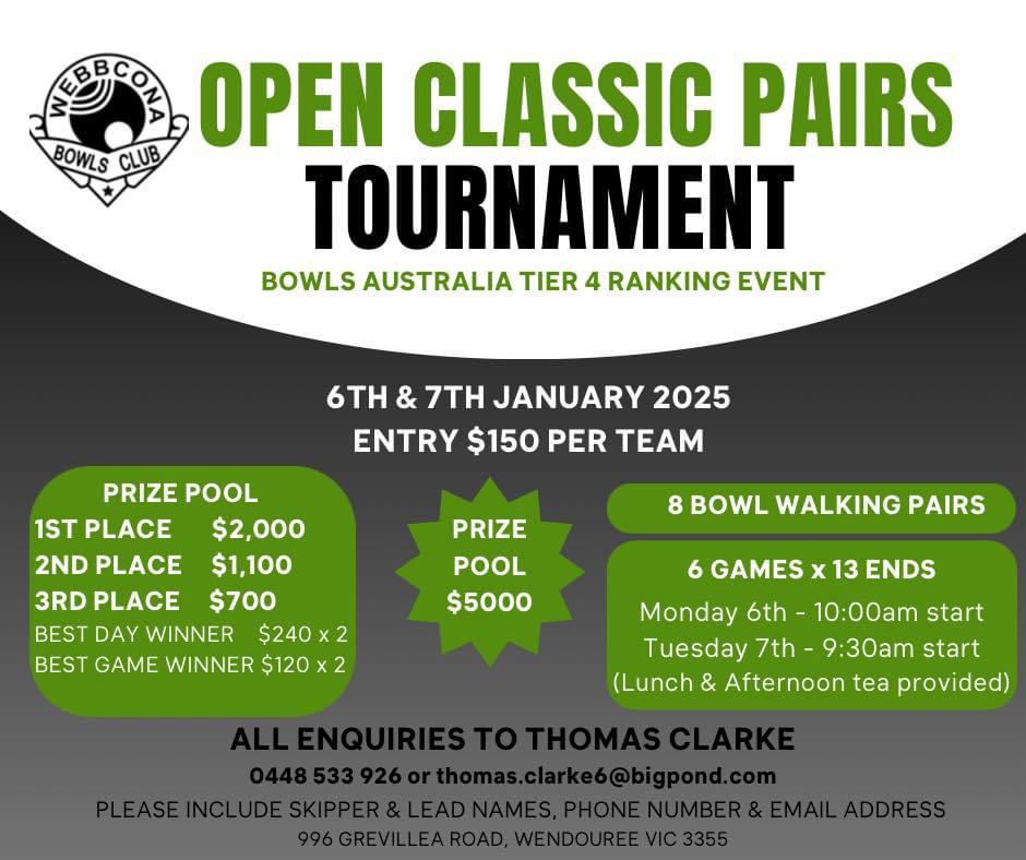 Open Classic Pairs flyer