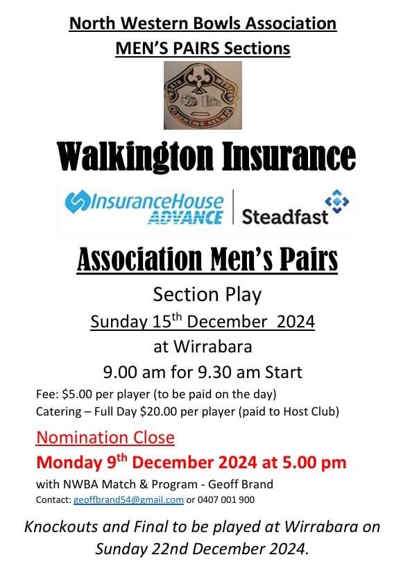 Association Mens Pairs flyer