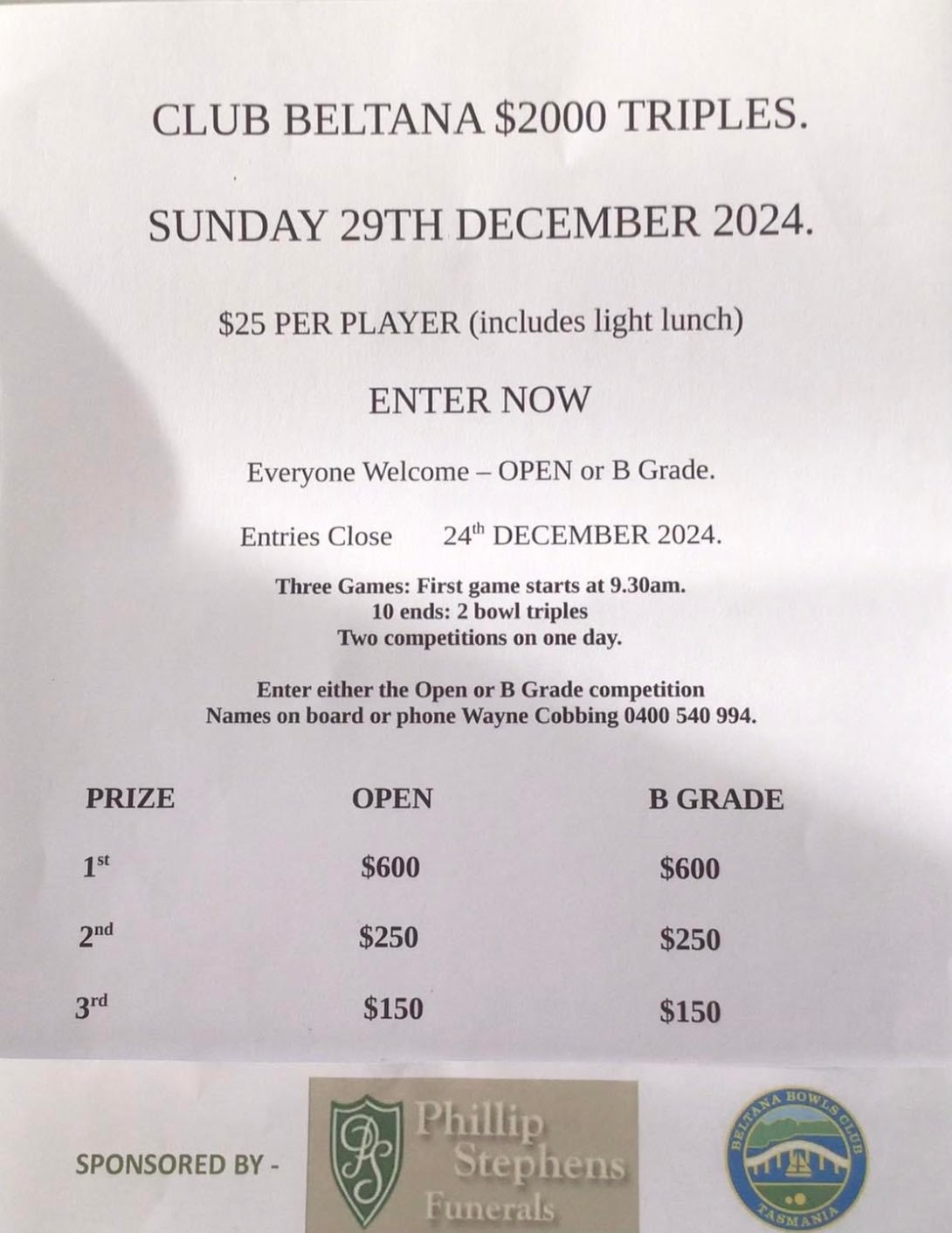 Club Beltana $2000 Triples flyer