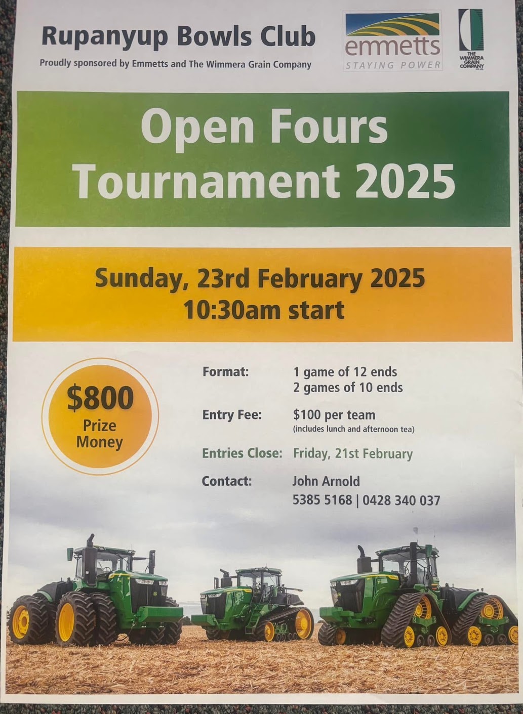 Rupanyup Open Fours Tournament flyer
