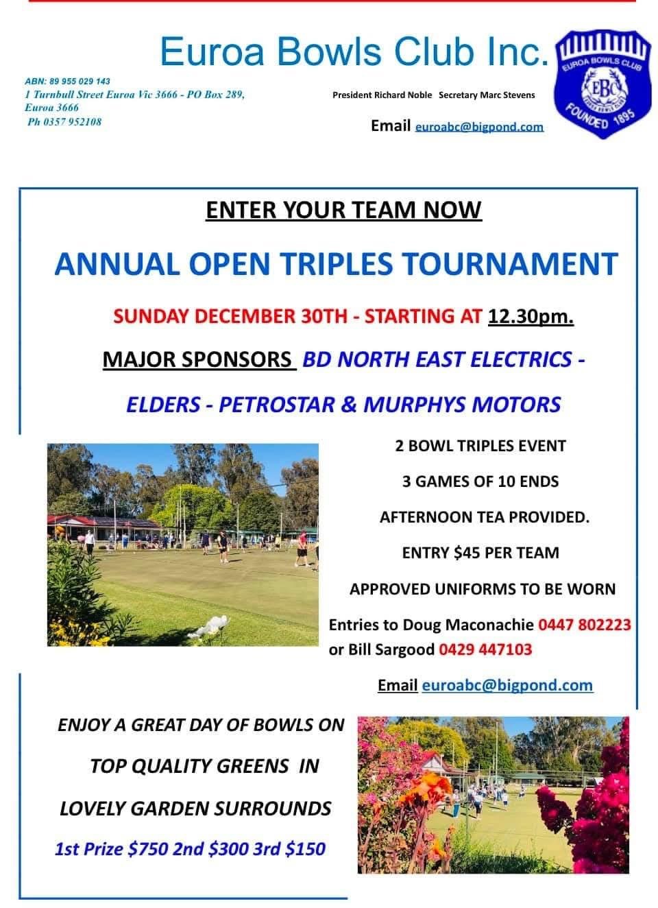 Euroa Annual Open Triples flyer