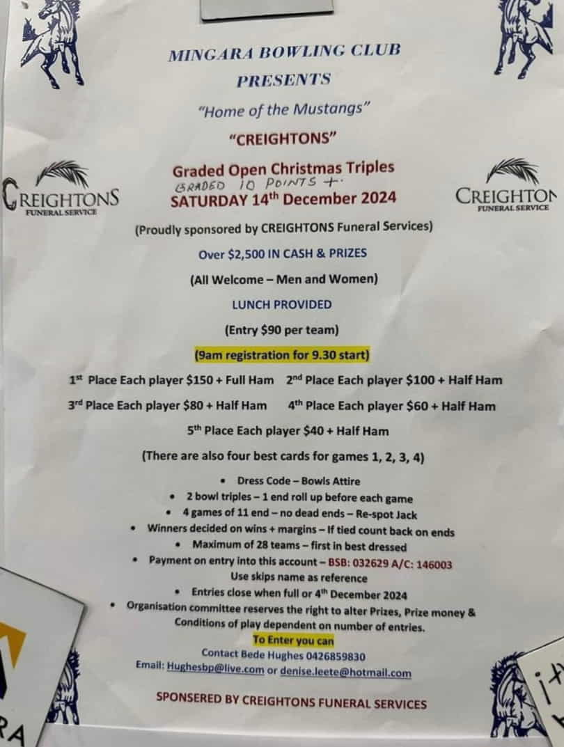Creightons Graded Open Christmas Triples flyer